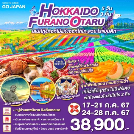 ทัวร์ญี่ปุ่น AJP75-13 HOKKAIDO FURANO OTARU XJ008 (240767)