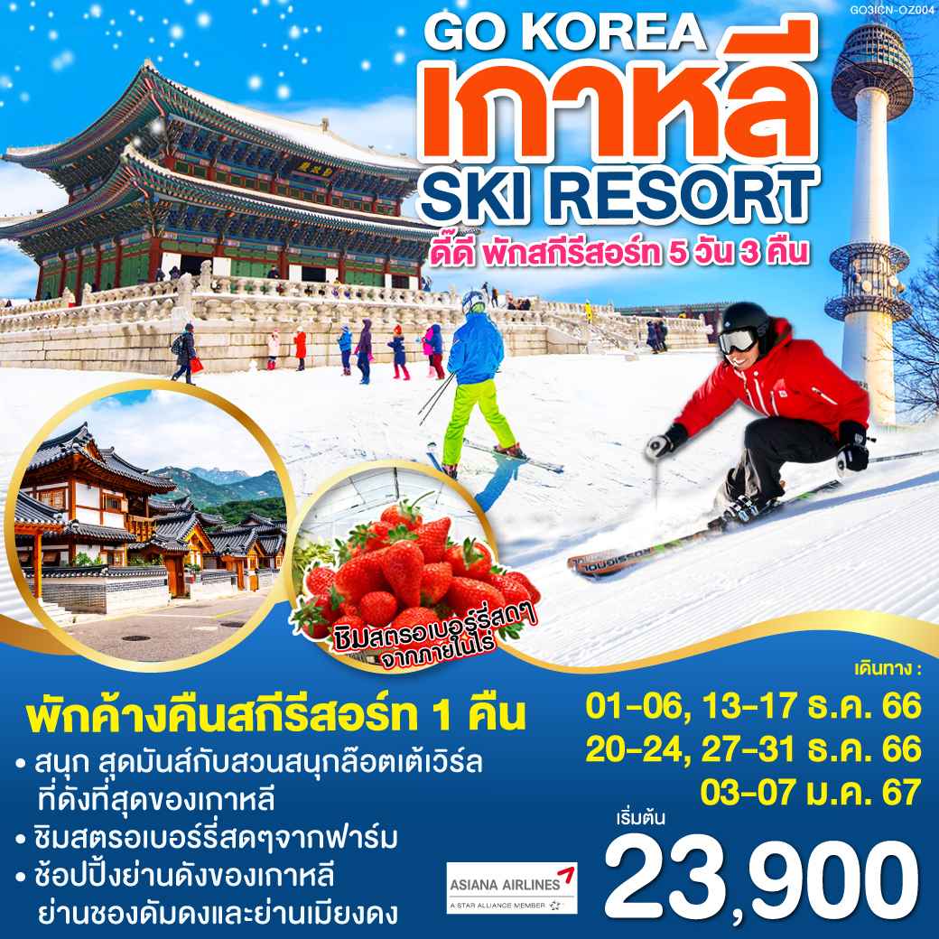ทัวร์เกาหลี AKR10-04 KOREA SKI RESORT เกาหลี ดี๊ดี พักสกีรีสอร์ท (280267)