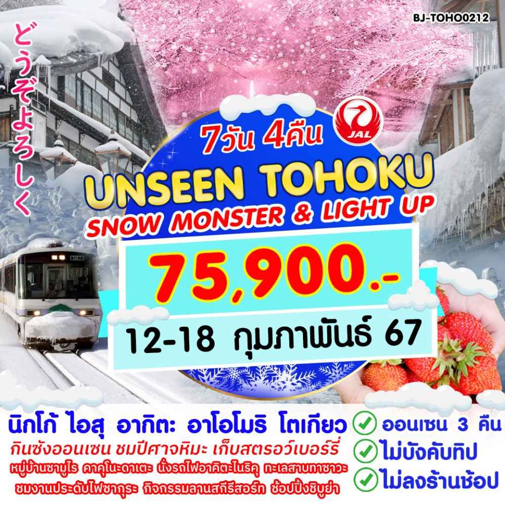ทัวร์ญี่ปุ่น AJP62-03 UNSEEN TOHOKU SNOW MONSTER  LIGHT UP (120267)