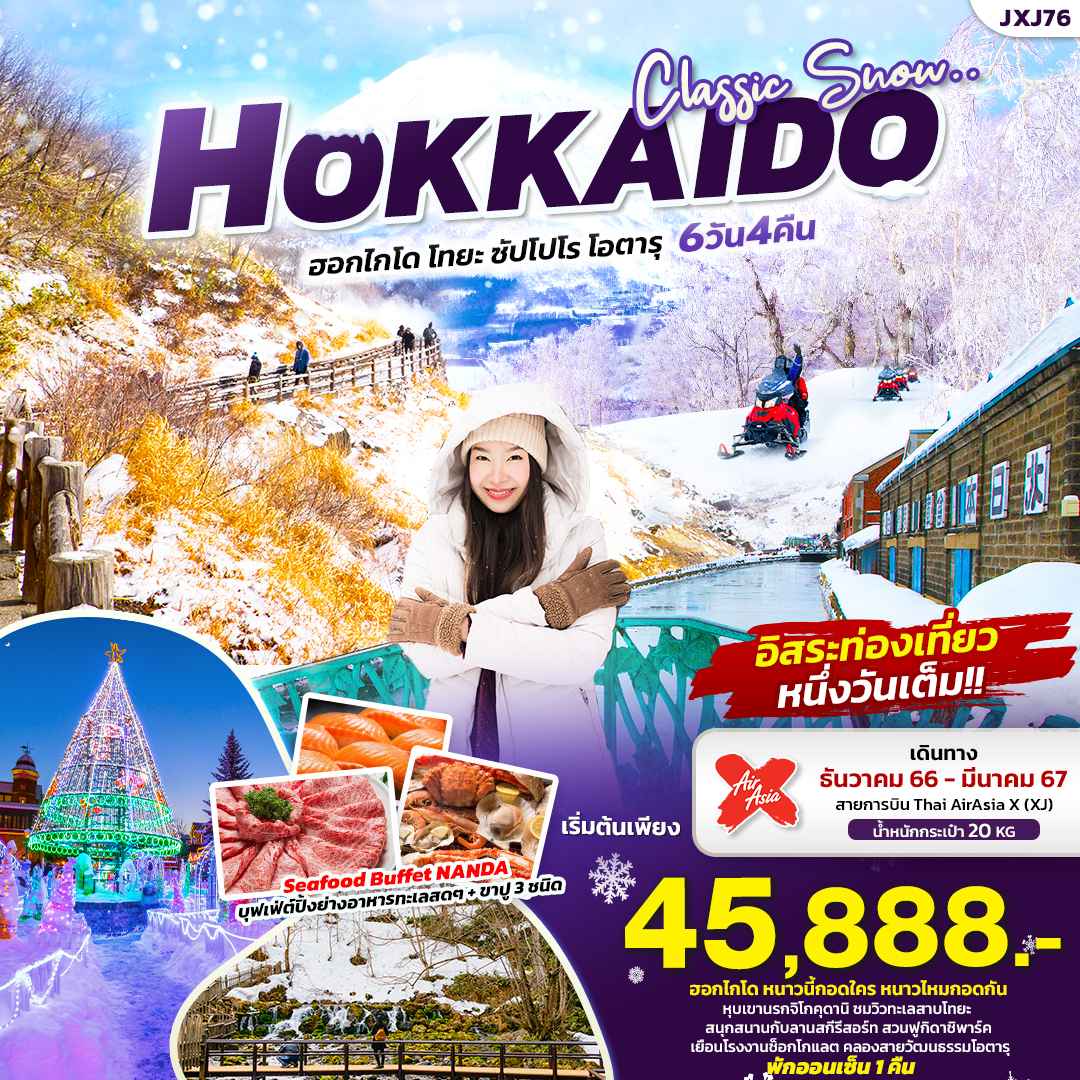 ทัวร์ญี่ปุ่น AJP72-32 CLASSIC SNOW ฮอกไกโด โทยะ ซัปโปโร (220367)
