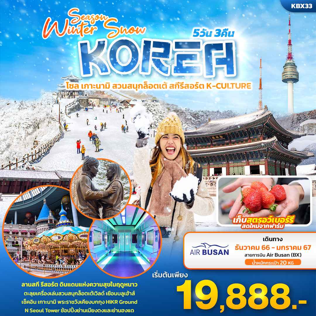 ทัวร์เกาหลี AKR03-08 Season Winter Snow โซล ล็อตเต้ สกีรีสอร์ต BX33 (110167)