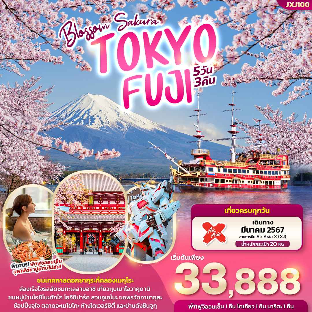 ทัวร์ญี่ปุ่น AJP72-03 Blossom SAKURA TOKYO FUJI (260367)