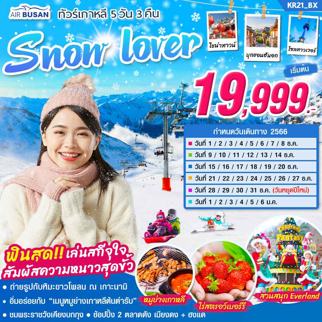 ทัวร์เกาหลี AKR08-03  KOREA SNOW LOVER บิน BX (060167)
