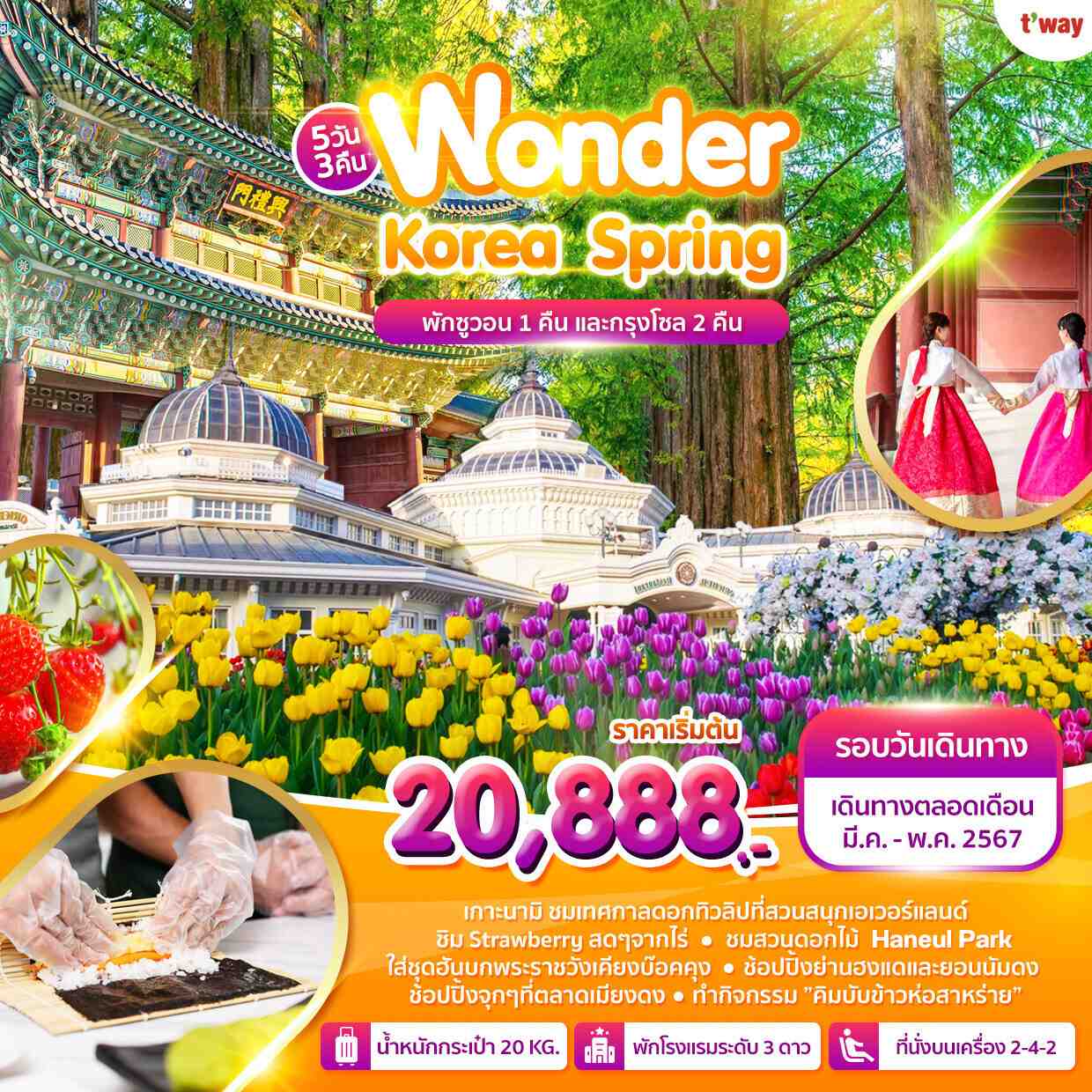 ทัวร์เกาหลี AKR09-02 WONDER SPRING IN KOREA ซูวอน โซล โซล (220567)
