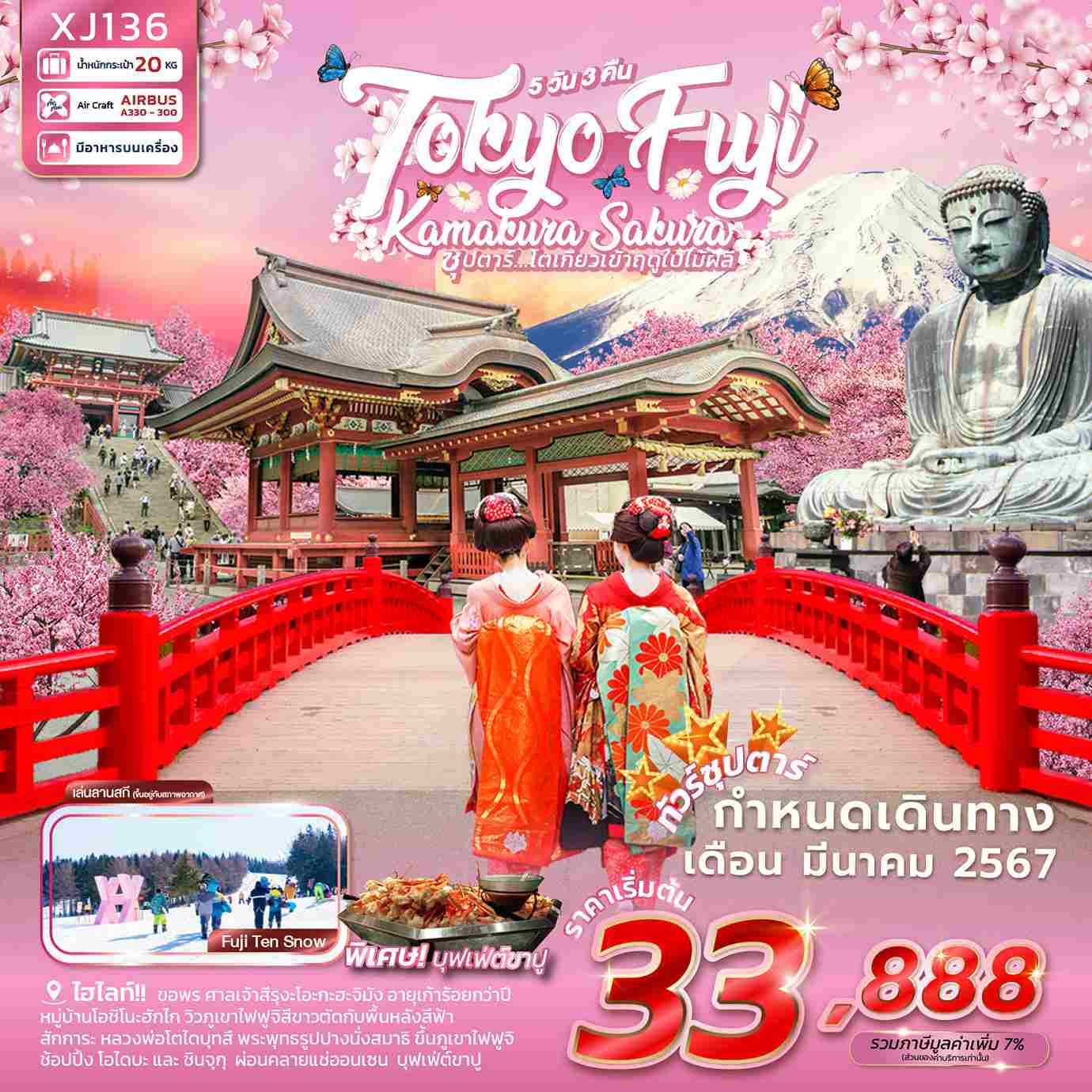 ทัวร์ญี่ปุ่น AJP65-29 TOKYO FUJI KAMAKURA SAKURA ใบไม้ผลิ (270367)