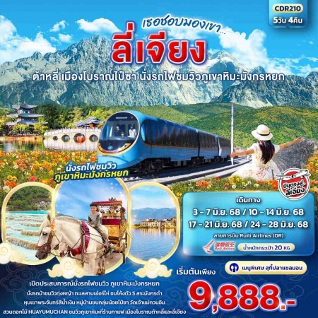 ทัวร์จีน ACH50-07 ลี่เจียง ต้าหลี่ เมืองโบราณไป๋ชา นั่งรถไฟชมวิวภูเขาหิมะมังกรหยก CDR210 (240668)
