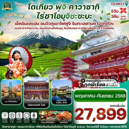ทัวร์ญี่ปุ่น AJP74-06 โตเกียว ฟูจิ คาวาซากิ ไร่ชาเขียว เที่ยวเต็ม ไม่มีอิสระ XJ-NRT3(240968)    